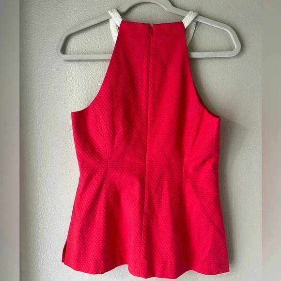 Lilly Pulitzer Annabelle Honeycomb Halter Top Island Coral white neckline sz 8 - Picture 5 of 8